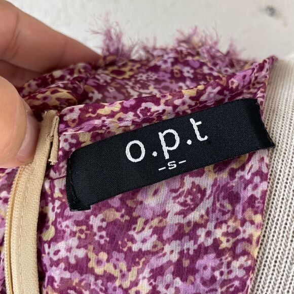 Anthropologie O.P.T Floral Ruffle Long Sleeve Flare Dress Size S EUC - Picture 8 of 8